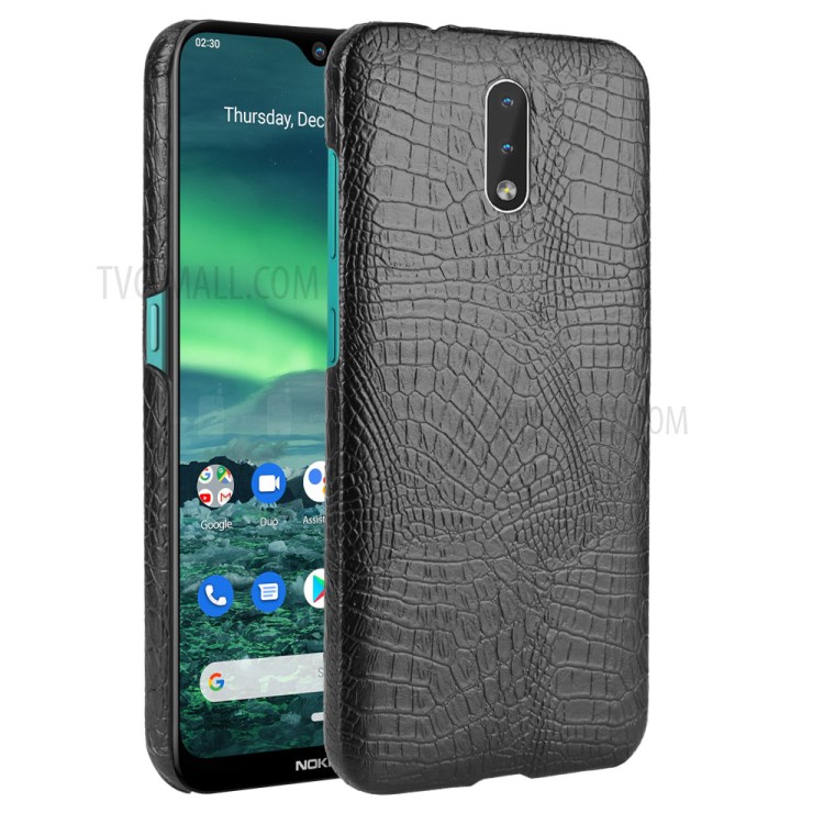 Crocodile Texture PU Leather Coated Hard PC Case for Nokia 2.3 - Black-1