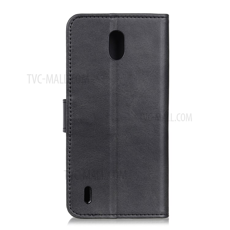 Matte PU Leather Wallet Cell Phone Cover with Stand for Nokia C1 - Black-10