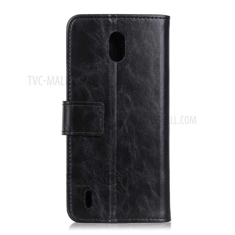 Textured Wallet Stand Leather Protective Cover Shell for Nokia C1 - Black-3