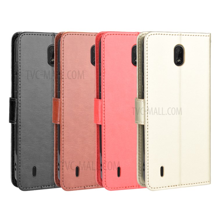 Crazy Horse Stylish PU Leather Case for Nokia C1 - Black-10