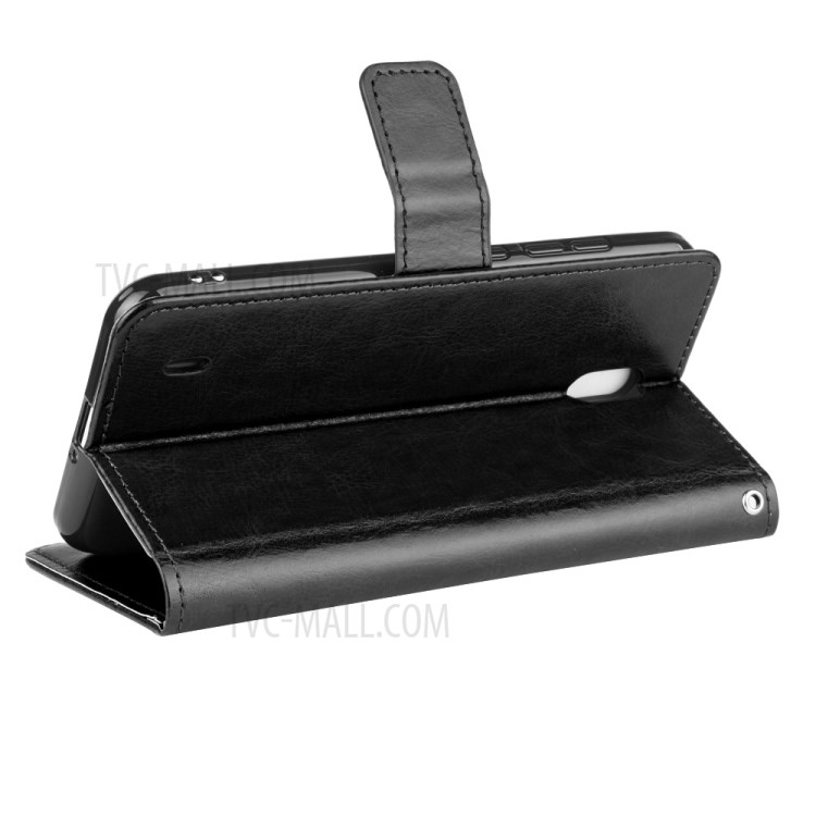 Crazy Horse Stylish PU Leather Case for Nokia C1 - Black-6