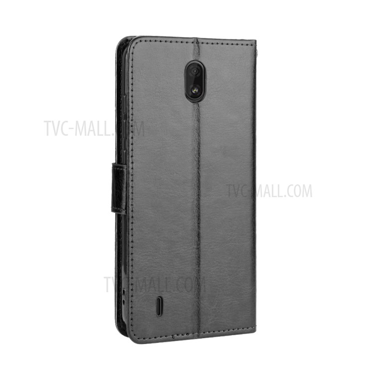 Crazy Horse Stylish PU Leather Case for Nokia C1 - Black-7