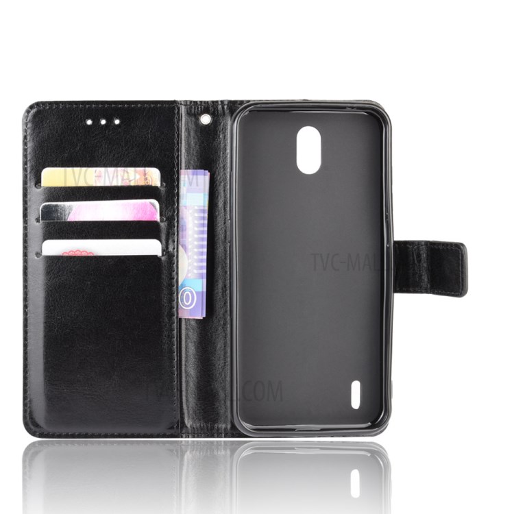 Crazy Horse Wallet Leather Case with Strap for Nokia 1.3 - Black-4