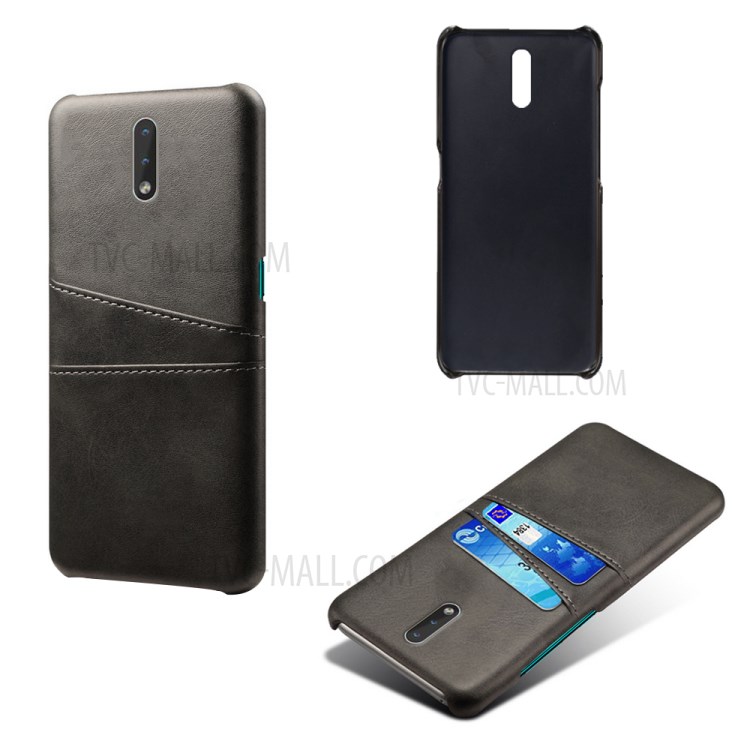 KSQ Double Card Slots PU Leather Coated Plastic Hard Shell for Nokia 2.3 - Black-2
