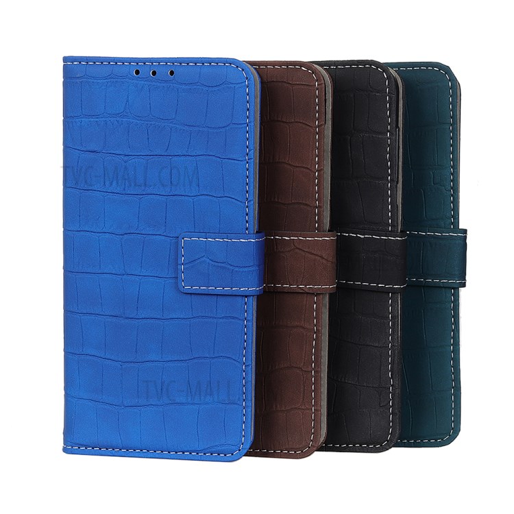 Crocodile Skin Leather Shell Stand Wallet Phone Case for Nokia 5.3 - Black-11