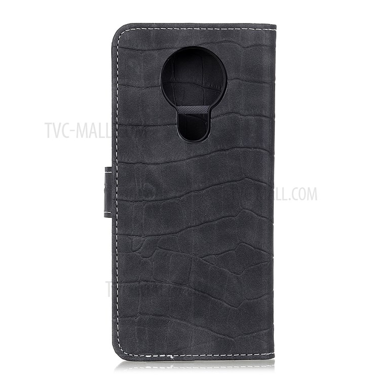 Crocodile Skin Leather Shell Stand Wallet Phone Case for Nokia 5.3 - Black-2