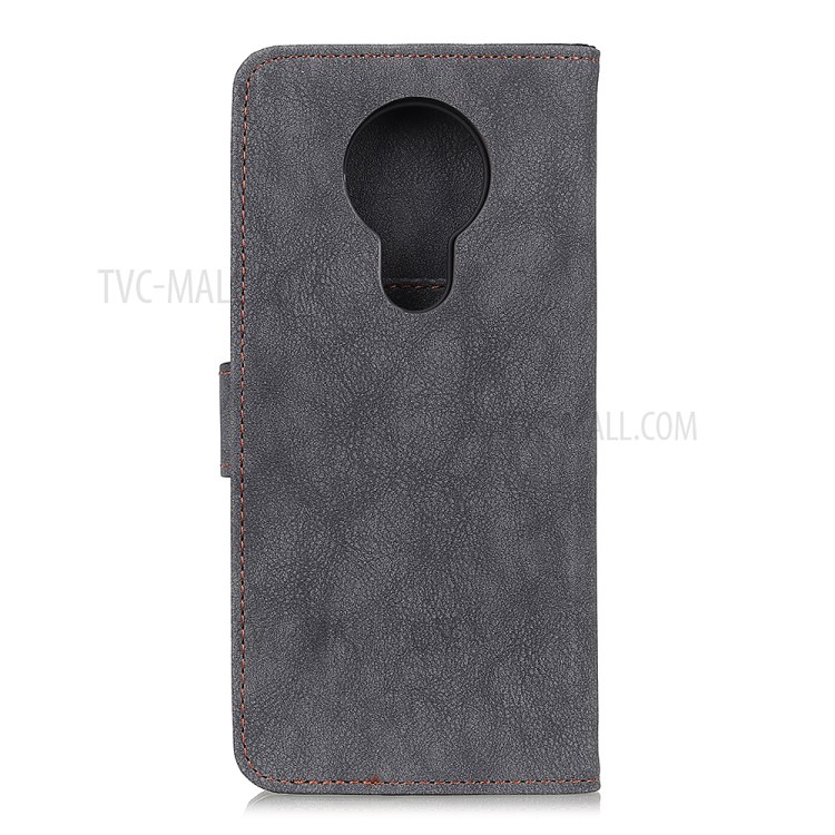 KHAZNEH Retro Split Leather Shell Wallet Stand Case Accessory for Nokia 5.3 - Black-2