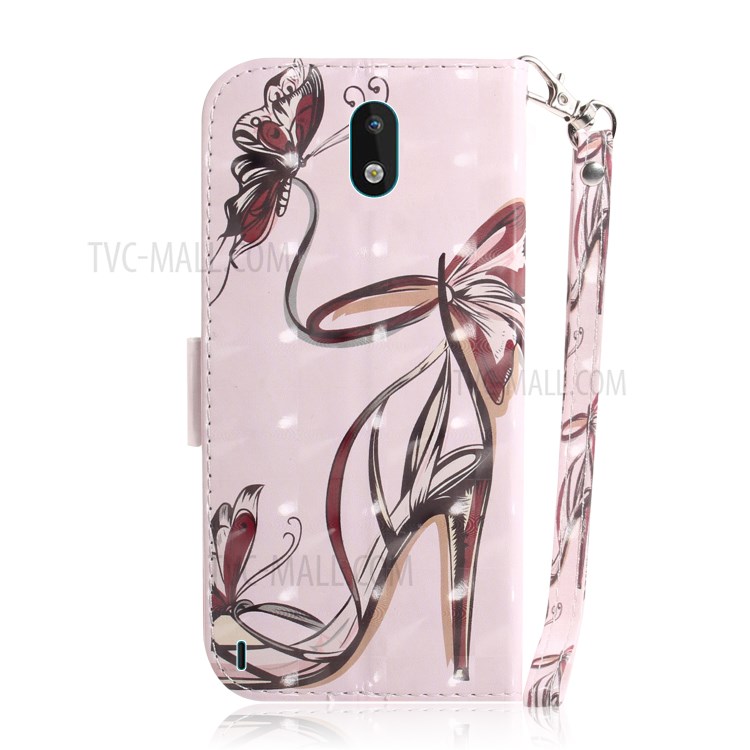 3D Printing Wallet Stand Flip Leather Case with Strap for Nokia 1.3 - High Heels-3