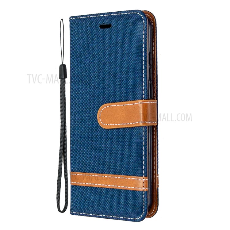 Bi-color Jeans Cloth Leather Wallet Case Shell for Nokia 1.3 - Dark Blue-6