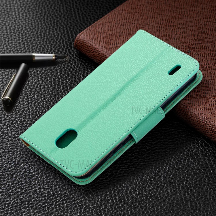 Litchi Skin with Wallet Leather Stand Case for Nokia 1.3 - Cyan-5