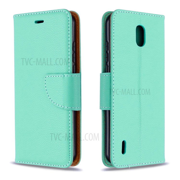 Litchi Skin with Wallet Leather Stand Case for Nokia 1.3 - Cyan-9