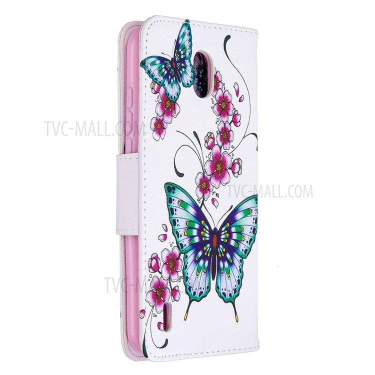 Impressão Padrão De Capa De Couro Estande Carteira Para Nokia 1.3 - Borboleta E Flor-7
