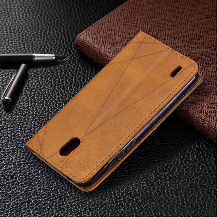 Geometric Pattern Auto-absorbed Leather Cover with Card Slots for Nokia 1.3 - Brown-6