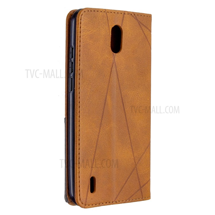 Geometric Pattern Auto-absorbed Leather Cover with Card Slots for Nokia 1.3 - Brown-8