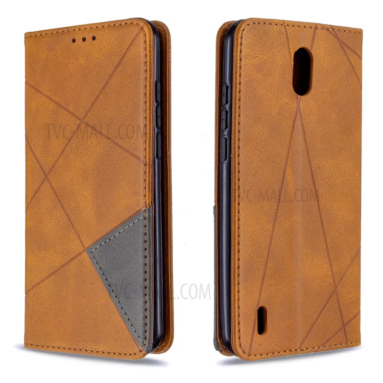 Geometric Pattern Auto-absorbed Leather Cover with Card Slots for Nokia 1.3 - Brown-9