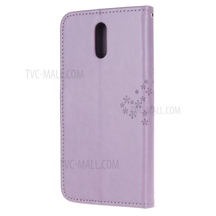 Couro Coruja Árvore Imprint Com Shell Telefone Celular Carteira Para Nokia 2.3 - Luz Roxa-3
