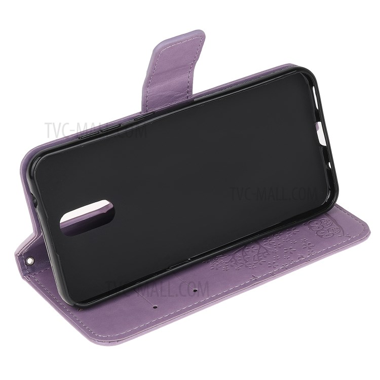 Couro Coruja Árvore Imprint Com Shell Telefone Celular Carteira Para Nokia 2.3 - Luz Roxa-4