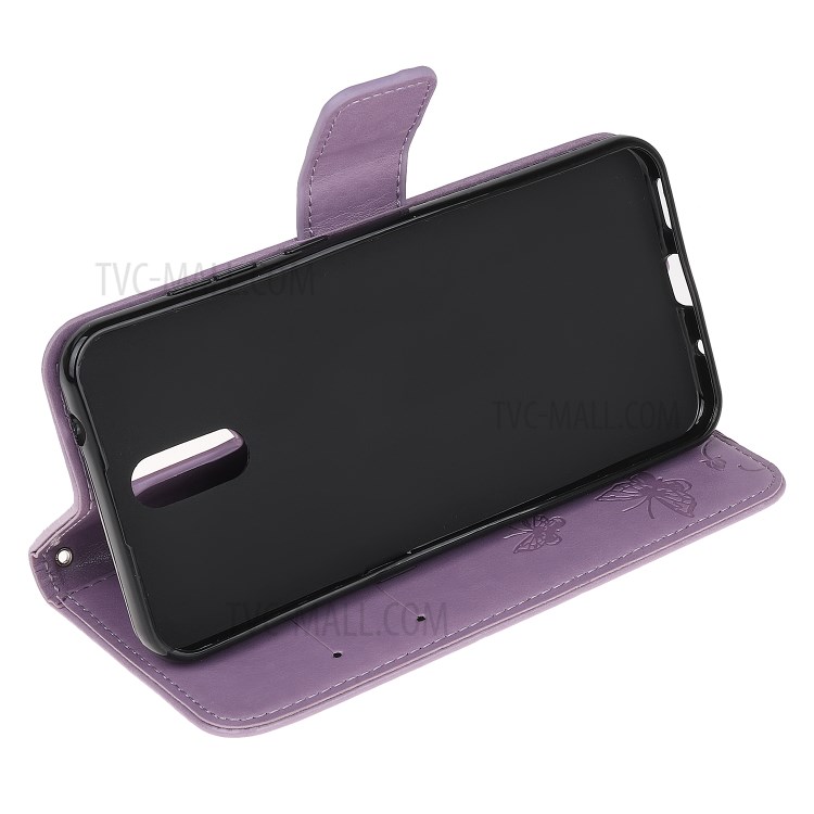 Custodia Fresca Del Portafoglio Della Farfalla Della Farfalla Di Impronta Per Nokia 2.3 - Viola Chiaro-4