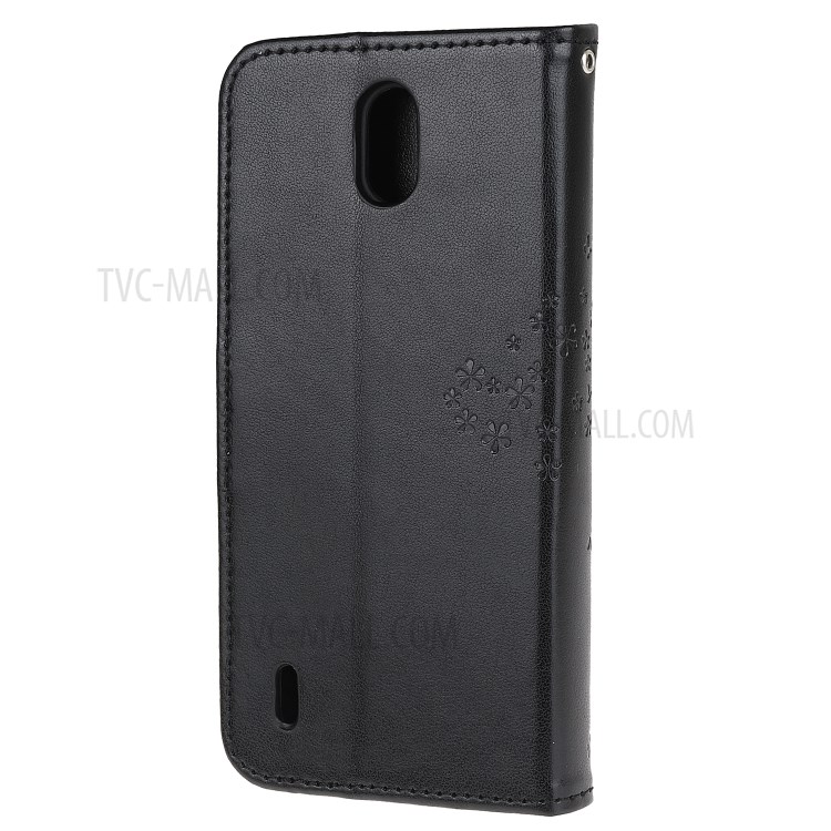 Imprint Tree Owl Leather Stylish Wallet Case for Nokia 1.3 - Black-3