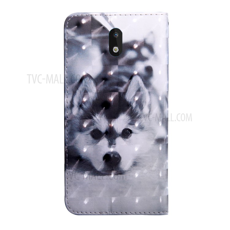 Light Spot Decor Pattern Printing Wallet Stand Leather Case with Strap for Nokia 1.3 - Dog-3