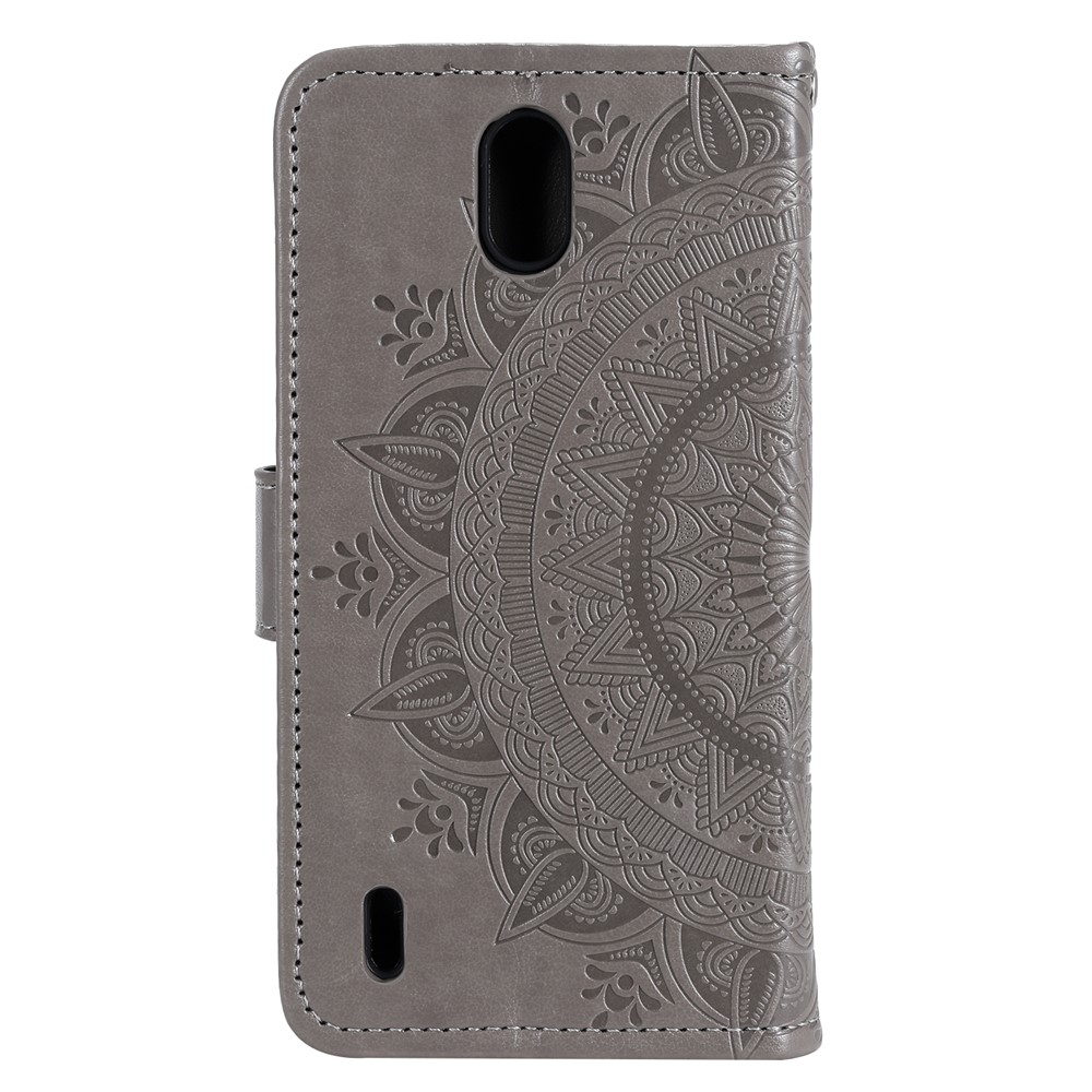 Imprint Mandala Pattern Leather Unique Shell for Nokia 1.3 - Grey-4