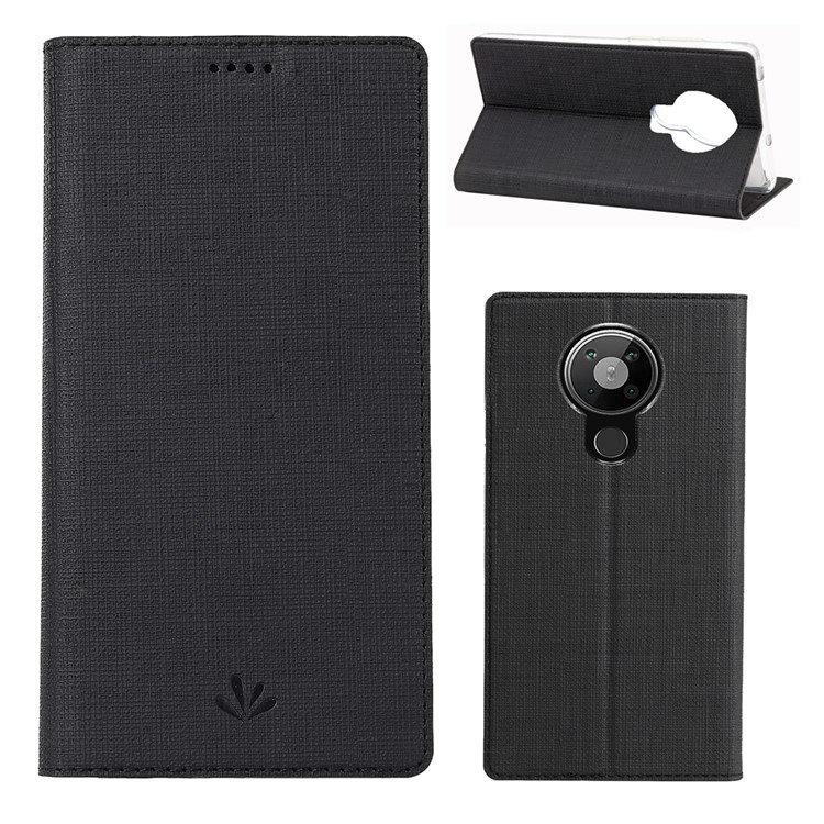 Cuir Croix Texture IVL DMX Accessoire Stand Pour Nokia 5.3 - Noir-1