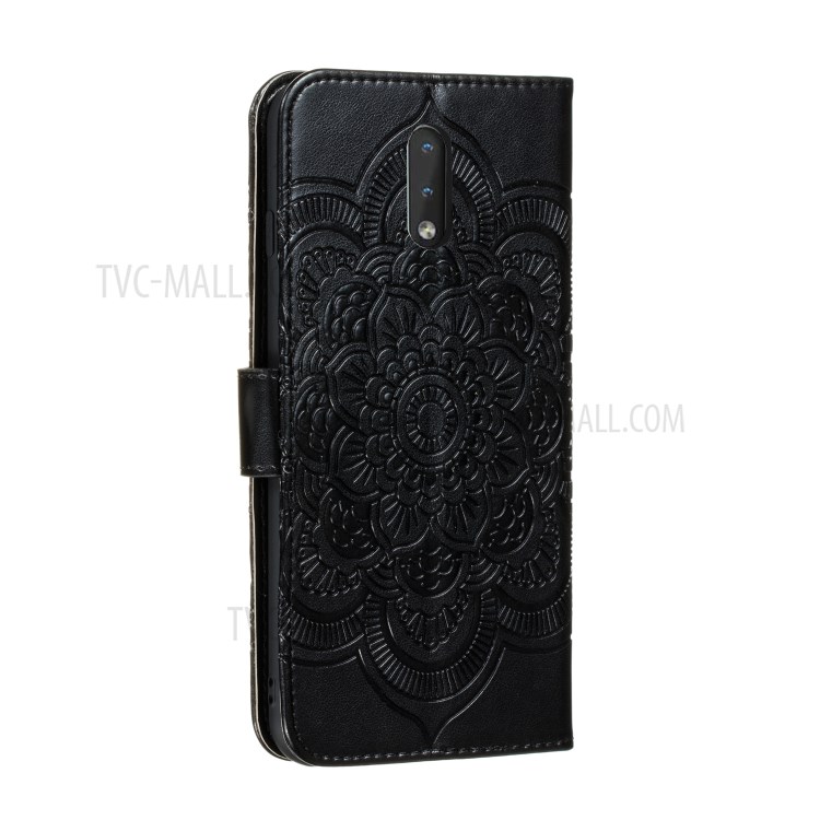 Impressum Oberfläche Mandala Blume Lederabdeckung Für Nokia 2.3 - Schwarz-4