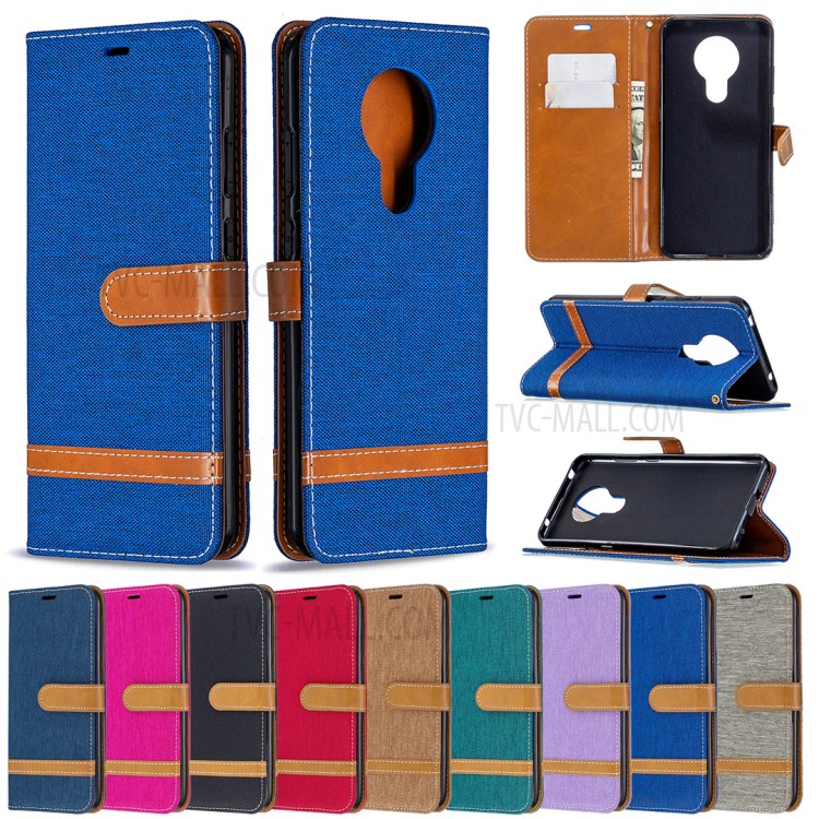 Jeans Couleur Assortie Coquille Cuir Tissu Pour Nokia 5.3 - Noir-10