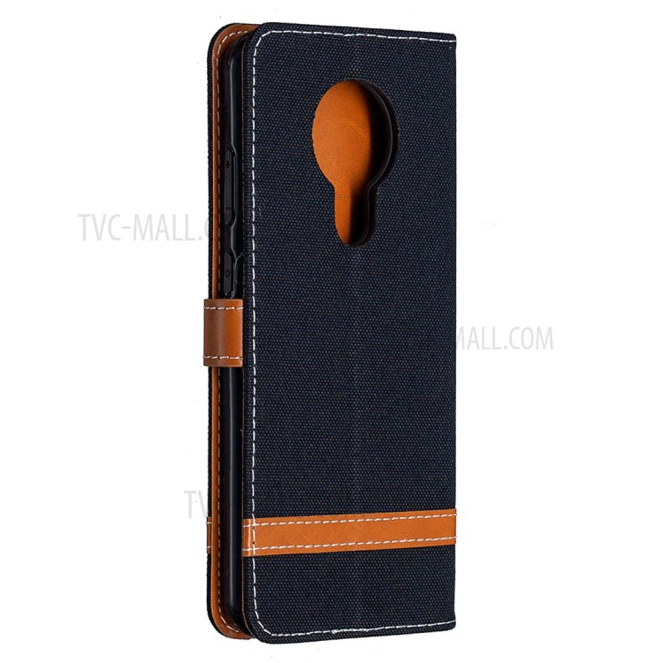 Assorted Color Jeans Cloth Leather Shell for Nokia 5.3 - Black-3