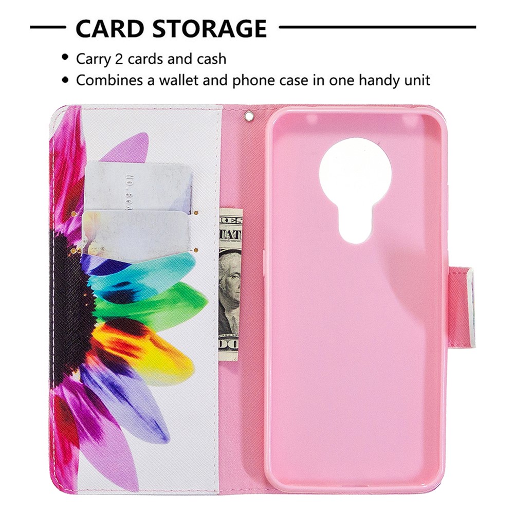 A Impressão De Padrões Caso PU Couro Carteira Para 5,3 Nokia - Pétalas Coloridas-6