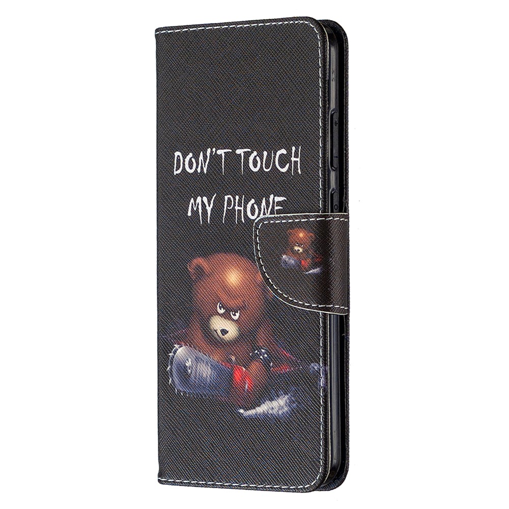 Pattern Printing PU Leather Wallet Case for Nokia 5.3 - Brown Bear and Warning Words-2