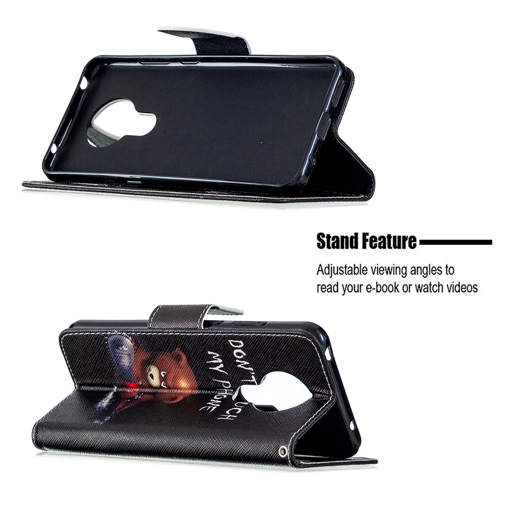 Pattern Printing PU Leather Wallet Case for Nokia 5.3 - Brown Bear and Warning Words-5