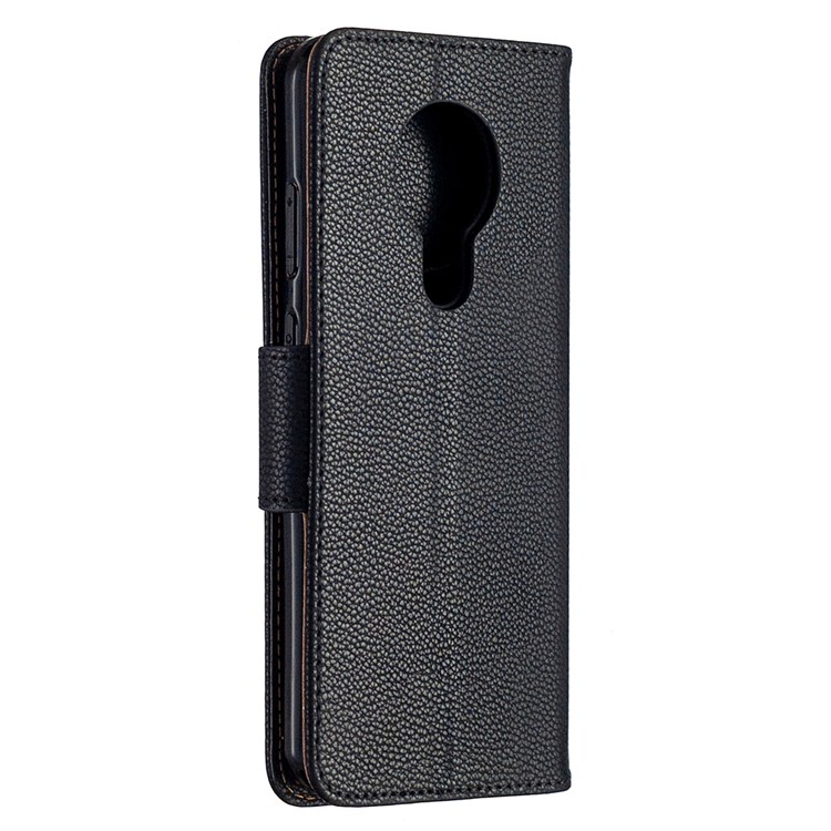 Portafoglio Della Pelle di Litchi Pulsella in Pelle Elegante Guscio Per Nokia 5.3 - Nero