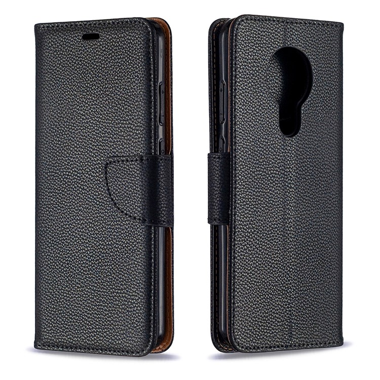 Portefeuille De La Peau Litchi Shell Élégant En Cuir Pour Nokia 5.3 - Noir-4