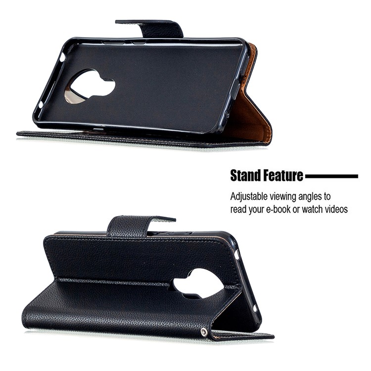 Portefeuille De La Peau Litchi Shell Élégant En Cuir Pour Nokia 5.3 - Noir-5