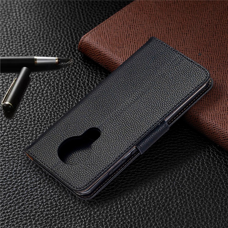 Capacidad Elegante de Cuero de la Billetera de Piel de Litchi Para Nokia 5.3 - Negro