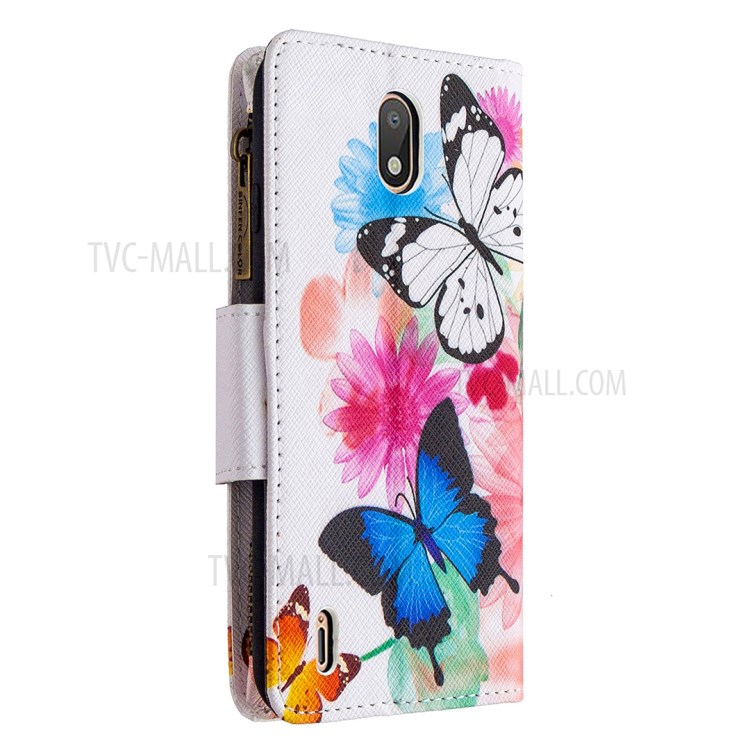 BF03 Pretty Pattern Printing Case Zipper Wallet Leather Cell Phone Cover for Nokia 1.3 - Vivid Butterfly-3