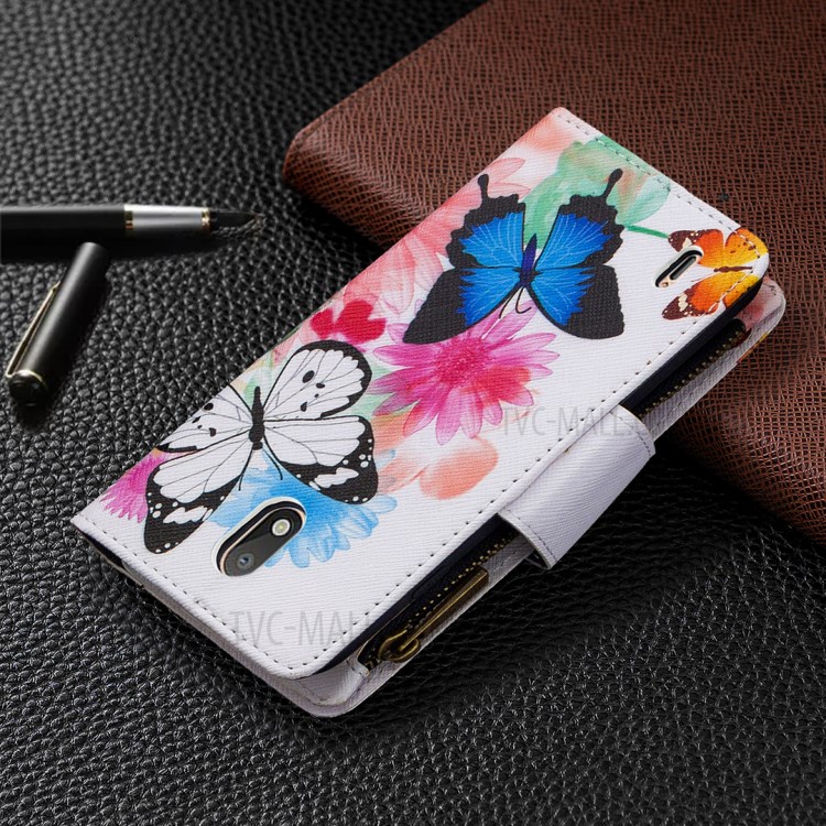 BF03 Pretty Pattern Printing Case Zipper Wallet Leather Cell Phone Cover for Nokia 1.3 - Vivid Butterfly-8