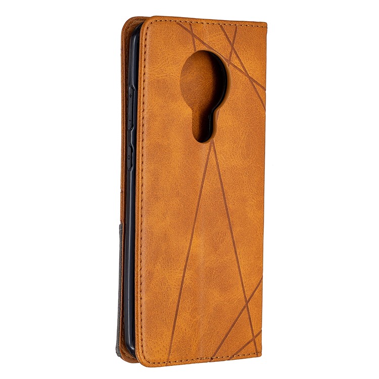 Geometric Pattern Auto-absorbed Leather Stand Cover with Card Slots for Nokia 5.3 - Brown-6