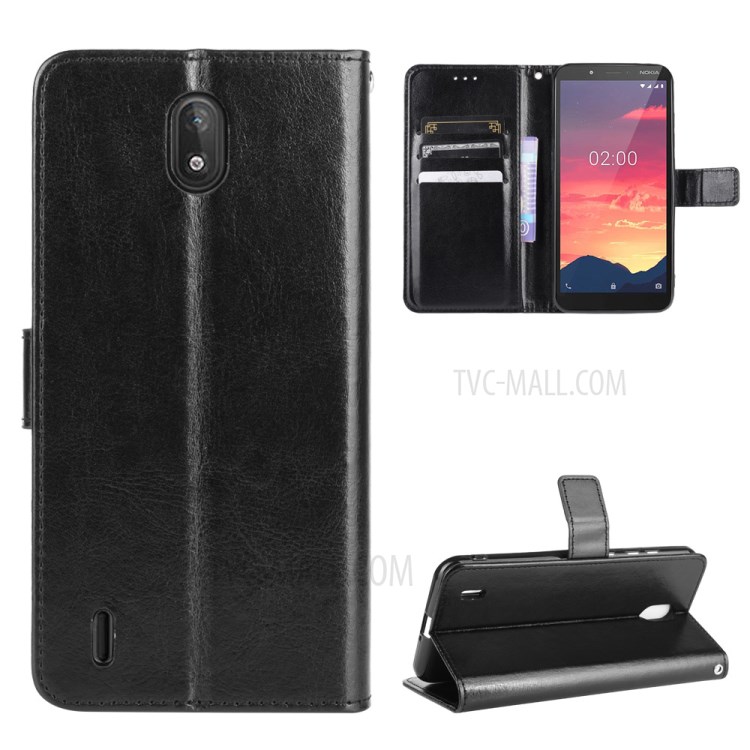 Crazy Horse sKIN Leather Protective Cover for Nokia C2 - Black-1