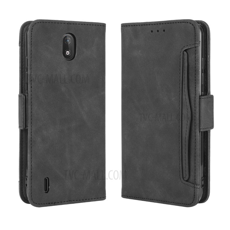 Leather Stand Case with Card Slots for Nokia C2 - Black-2