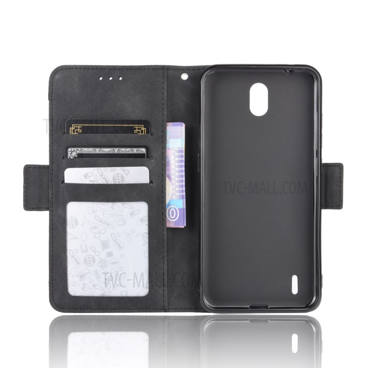 Leather Stand Case with Card Slots for Nokia C2 - Black-4