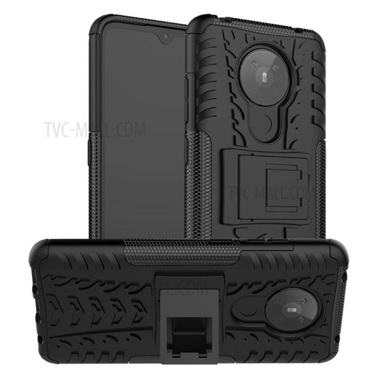 Cool Tyre PC + TPU Hybrid Phone Case with Kickstand for Nokia 5.3 - Black-1