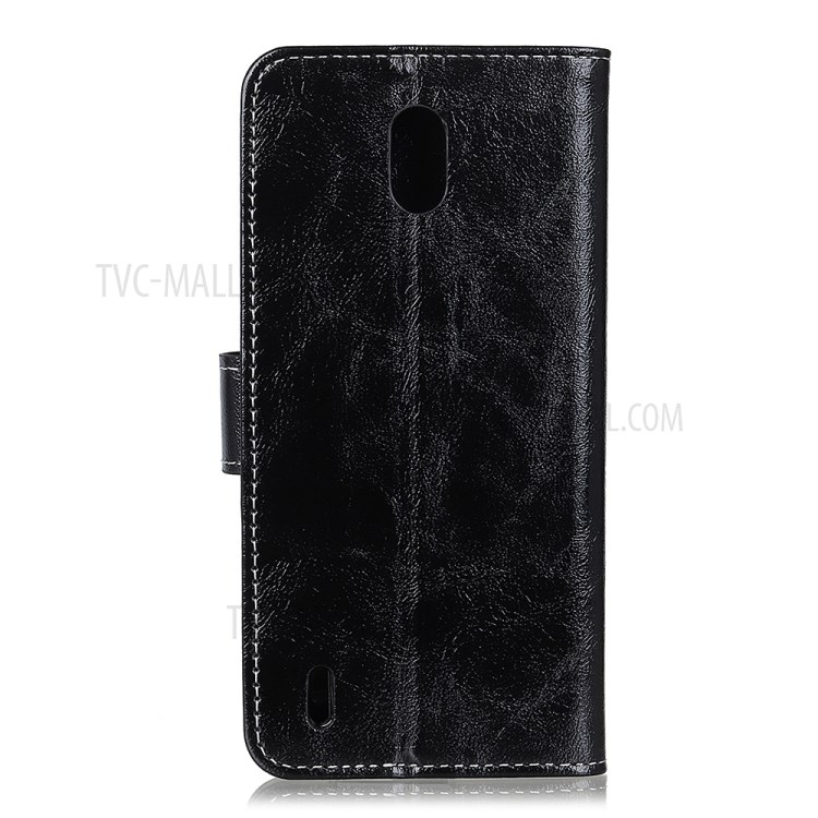 Crazy Horse Retro Leather Wallet Cover Shell for Nokia C2 - Black-3