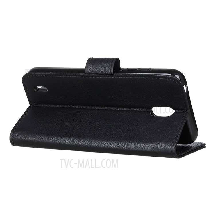 KHAZNEH Wallet Stand Leather Mobile Phone Shell for Nokia C2 - Black-4