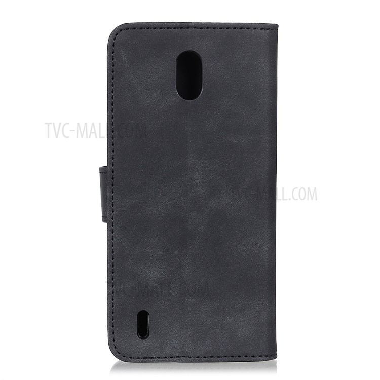 KHAZNEH Retro Leather Wallet Stand Phone Casing Cover for Nokia C2 - Black-3