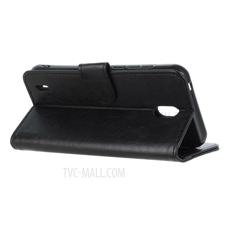 Crazy Horse Wallet Leather Stand Case for Nokia C2 - Black-4