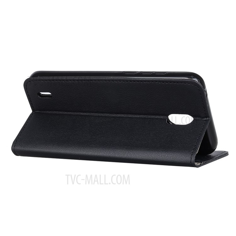 Magnetic Leather Stand Case for Nokia C2 - Black-3