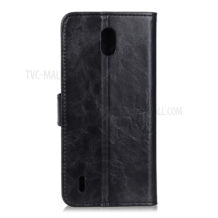 Wallet Stand Leather Protective Case for Nokia C2 - Black-2