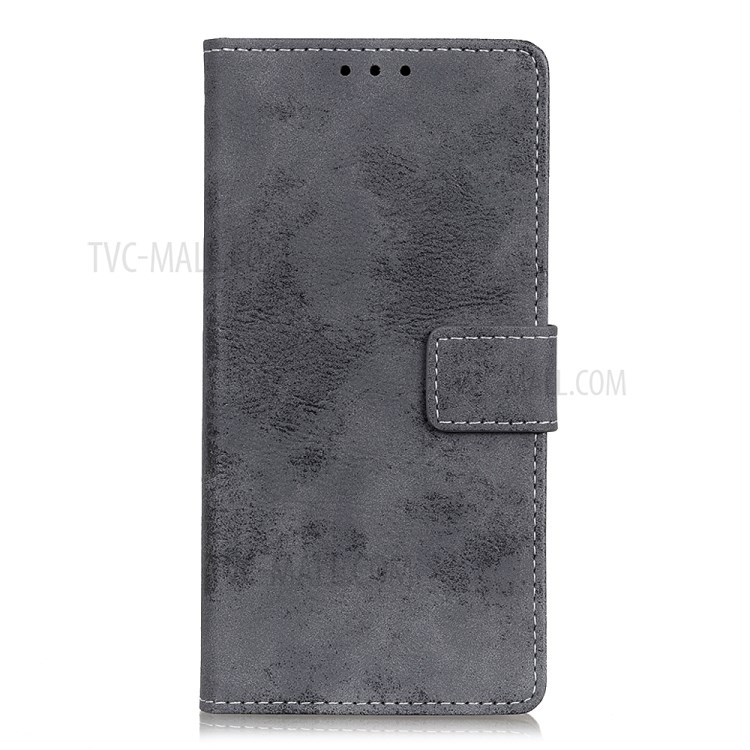 Retro Style Leather Wallet Stand Phone Cover for Nokia C2 - Grey-4